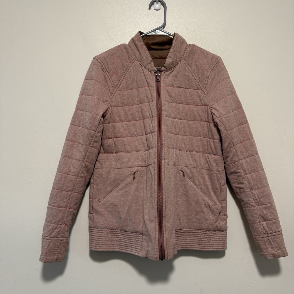 Lululemon The Bomb Bomber Reversible Jacket Bark Berry / Heathered Bark Berry 8 - Picture 8 of 16